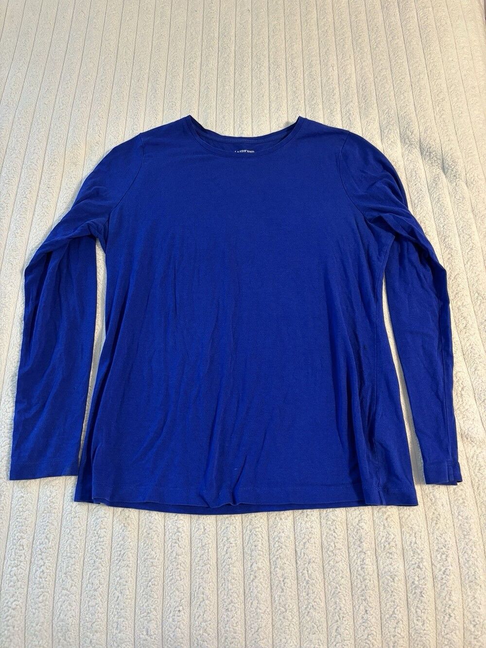 Lands End Long sleeve T Shirt Womens Large royal Cobalt blue Everyday Workwear